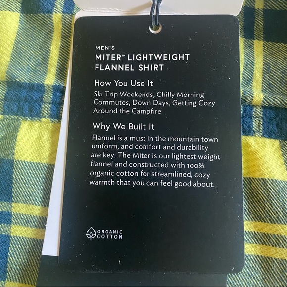 Stio Miter Lightweight Flannel Shirt Mens Large Lightning Bug Plaid Yellow Blue - Picture 4 of 14